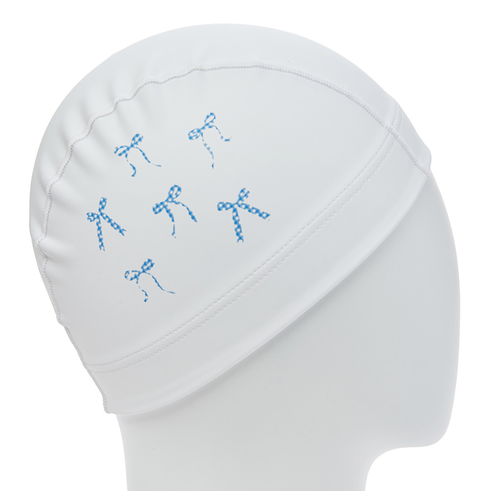 HOOG gingham Blue Ribbon Silicone Coated Swim Cap white [SCC941] 디테일