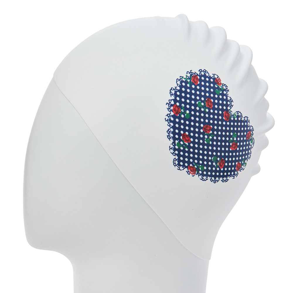 HOOG heart Rose Silicone Swim Cap white [SSC933] 디테일