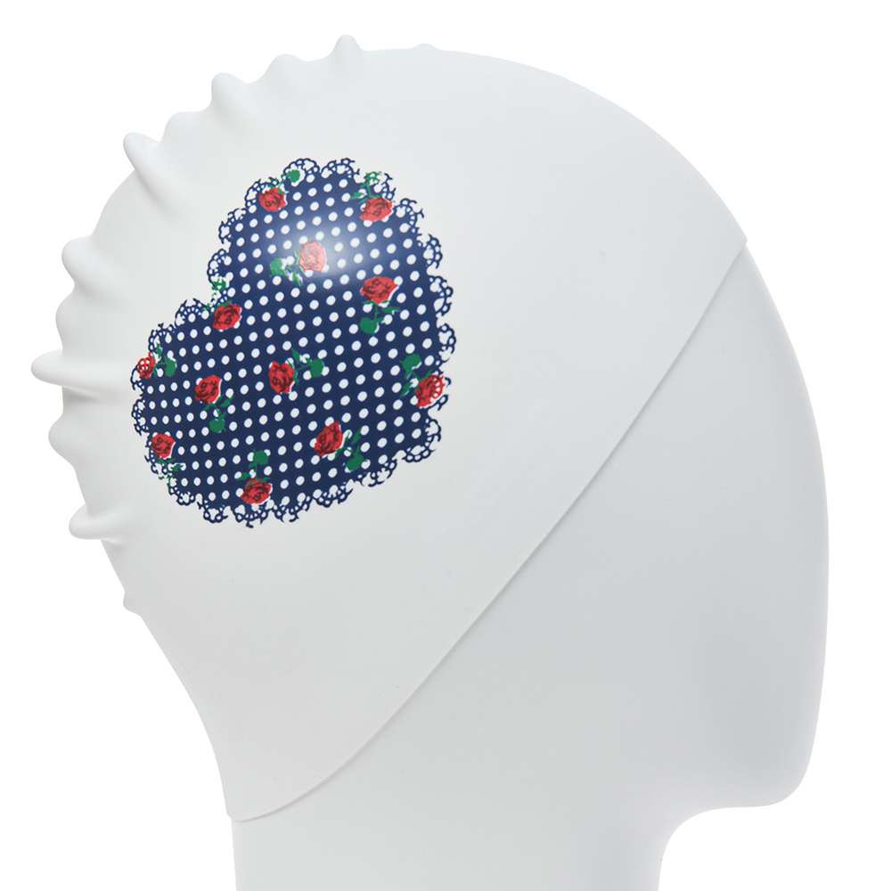 HOOG heart Rose Silicone Swim Cap white [SSC933] 디테일