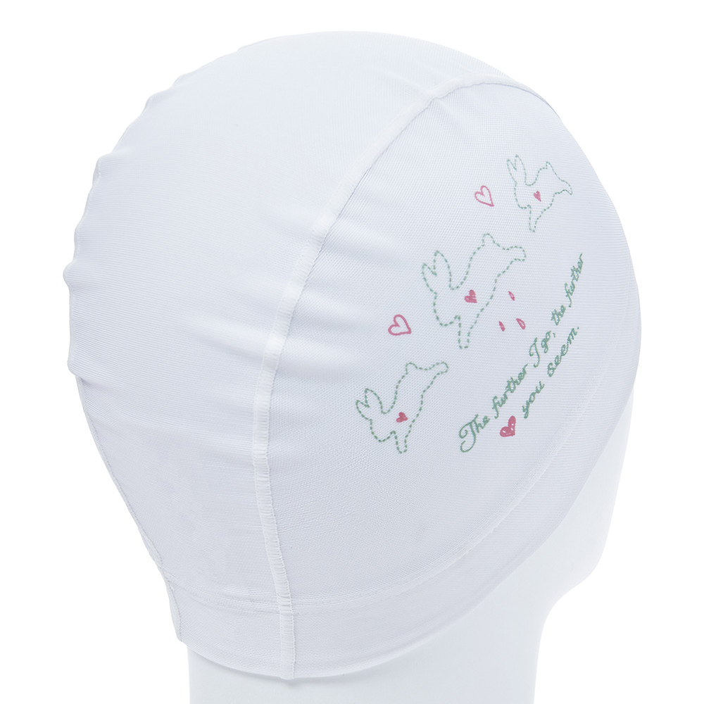 HOOG Funder Green Bunny Mesh Swim Cap white [SNM947] 디테일