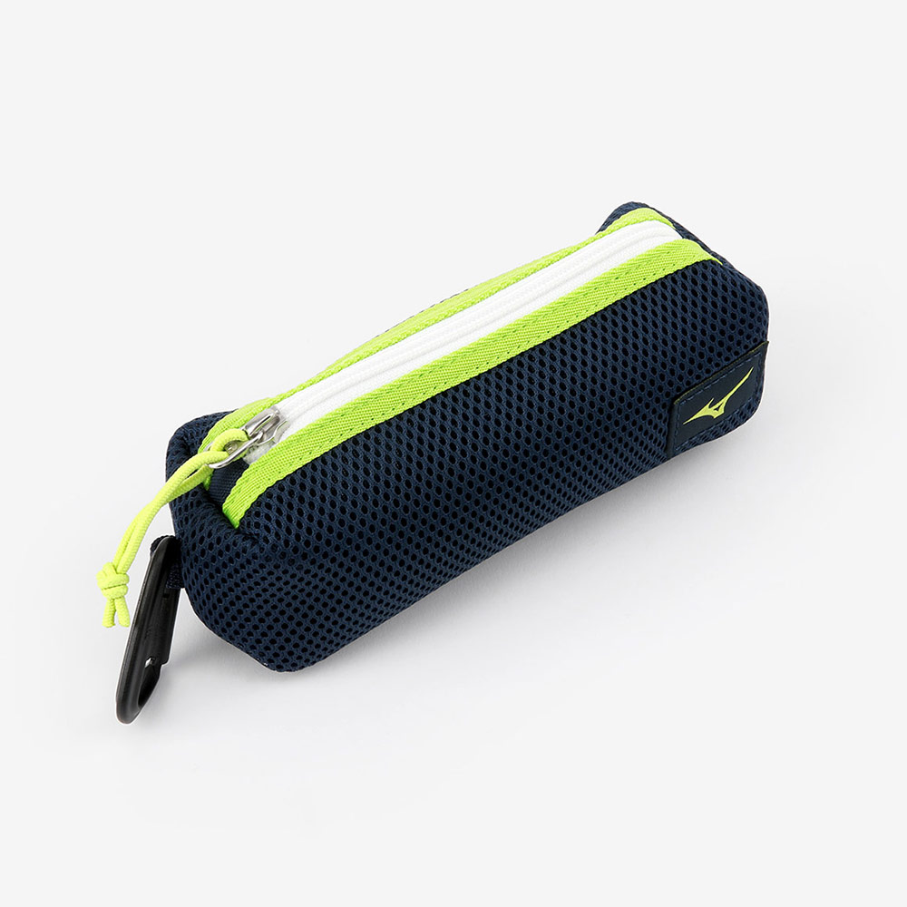MIZUNO Mesh Swim Cap Goggles Case Navy Lime [N3JMD02084]