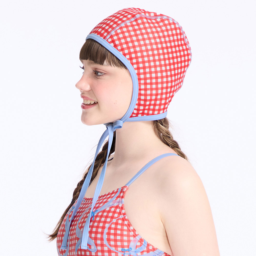 HOOG perfume Classic fabric Swim Cap red gingham ribbon [AWC0094] 디테일