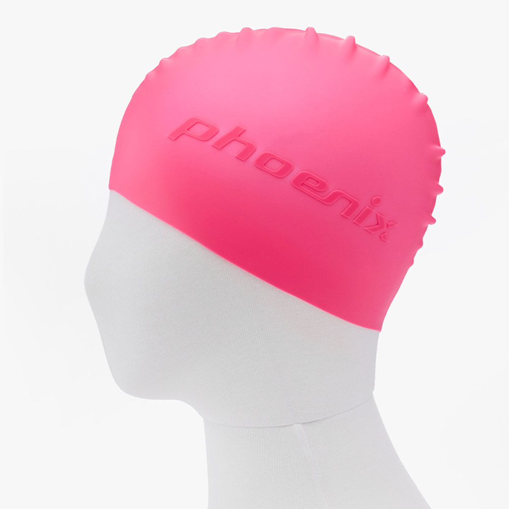 PHOENIX Emboss logo Silicone Swim Cap Neon pink [PCS-06(NPK)] 디테일