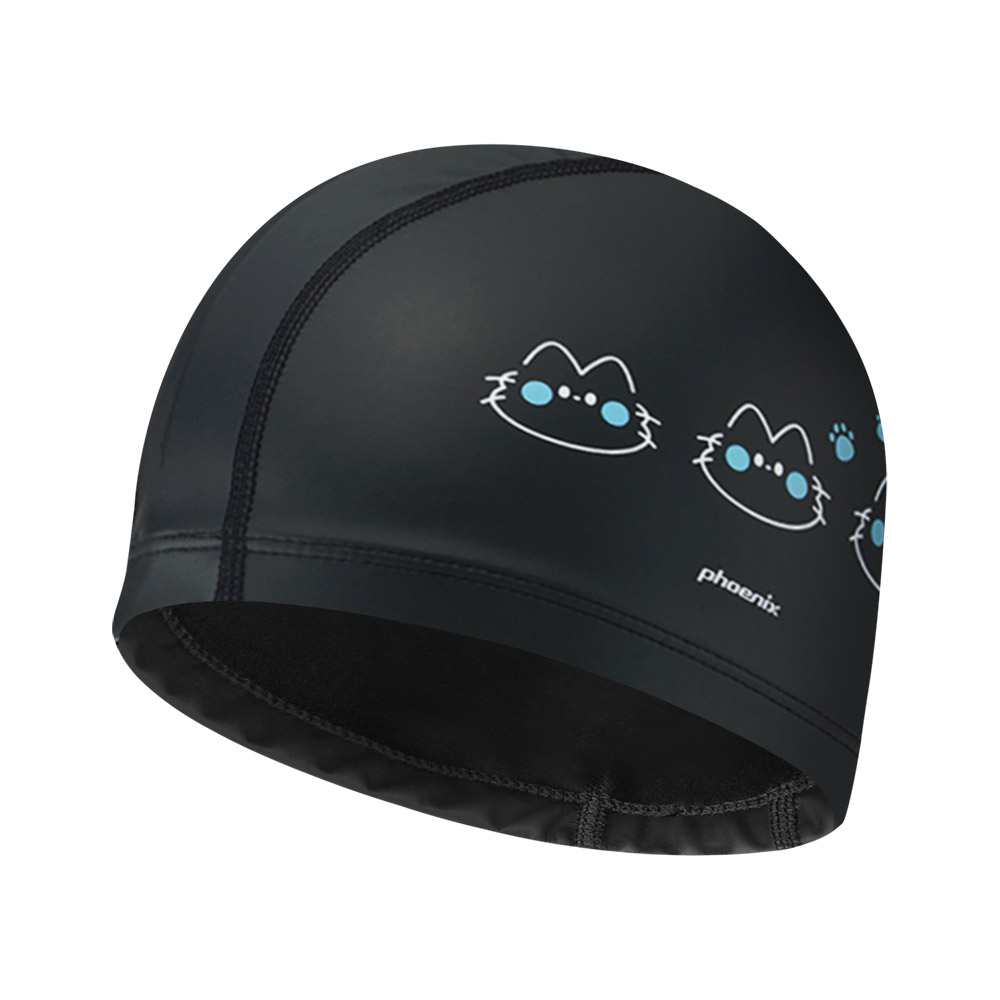 PHOENIX Nyangnyang Wave PU Coating Swim Cap black [PCU-02 Nyangnyang Wave (BLK)]