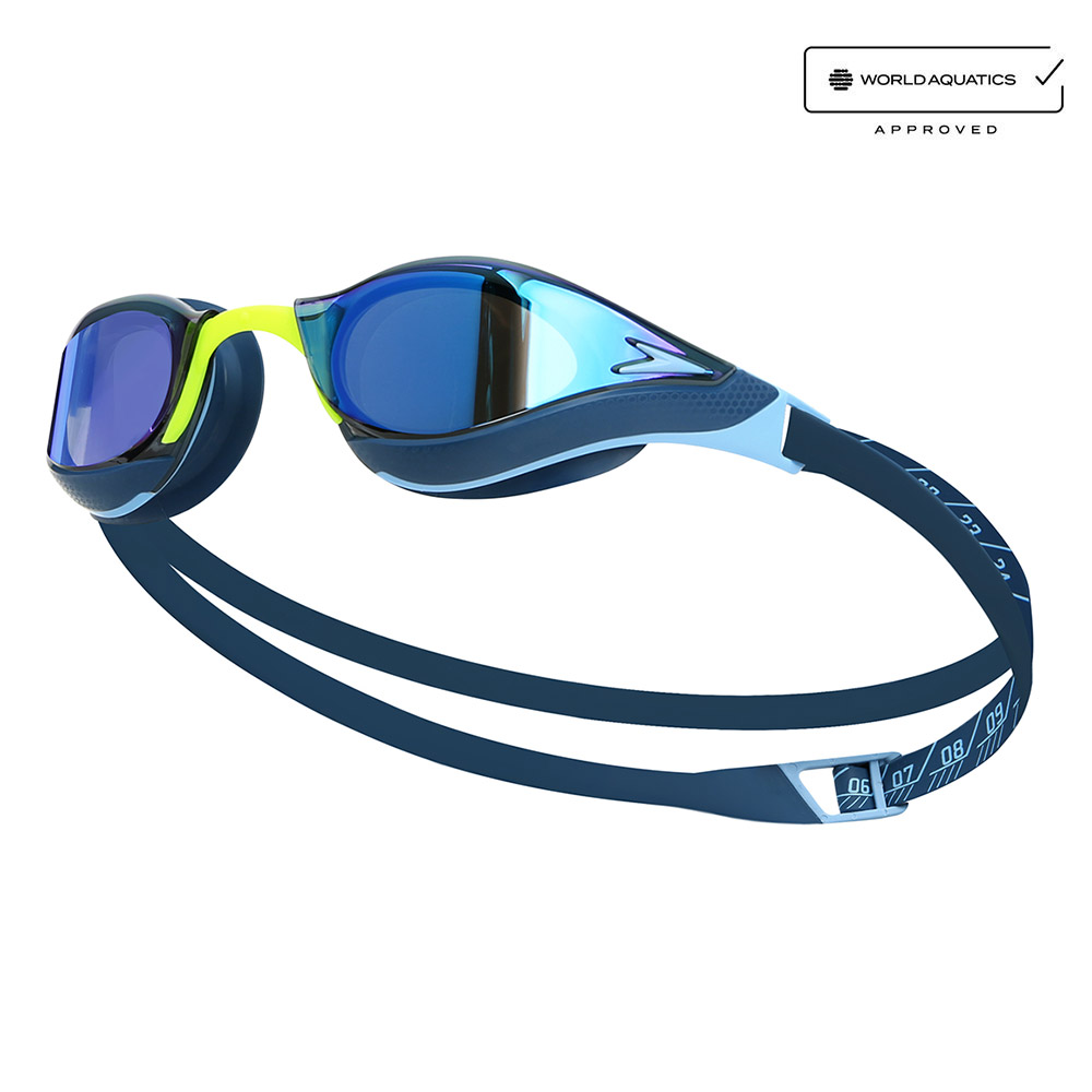 SPEEDO Pure Focus Mirrored Goggles Blue Asian Fit [8-1177918662 World Aquatics Approved] 상품컷