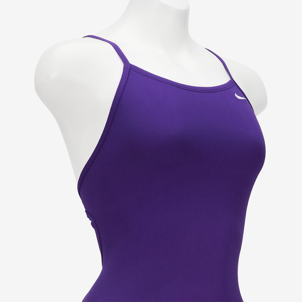NIKE SWIM Answer Solid Lace Up Tie Back Swimsuit middle cut Training coat Purple [NESSG000-536 embroidery logo Women's ] 디테일