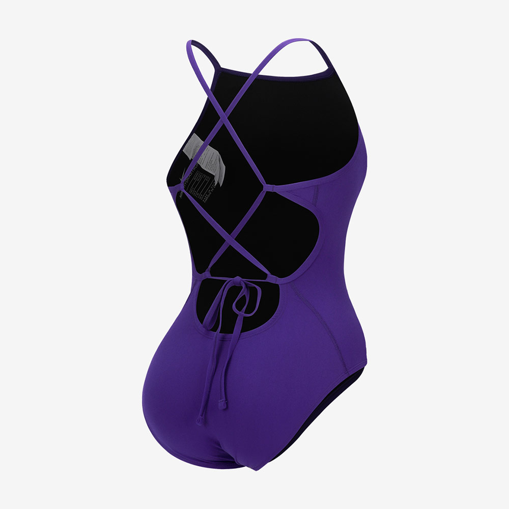 NIKE SWIM Answer Solid Lace Up Tie Back Swimsuit middle cut Training coat Purple [NESSG000-536 embroidery logo Women's ] 디테일
