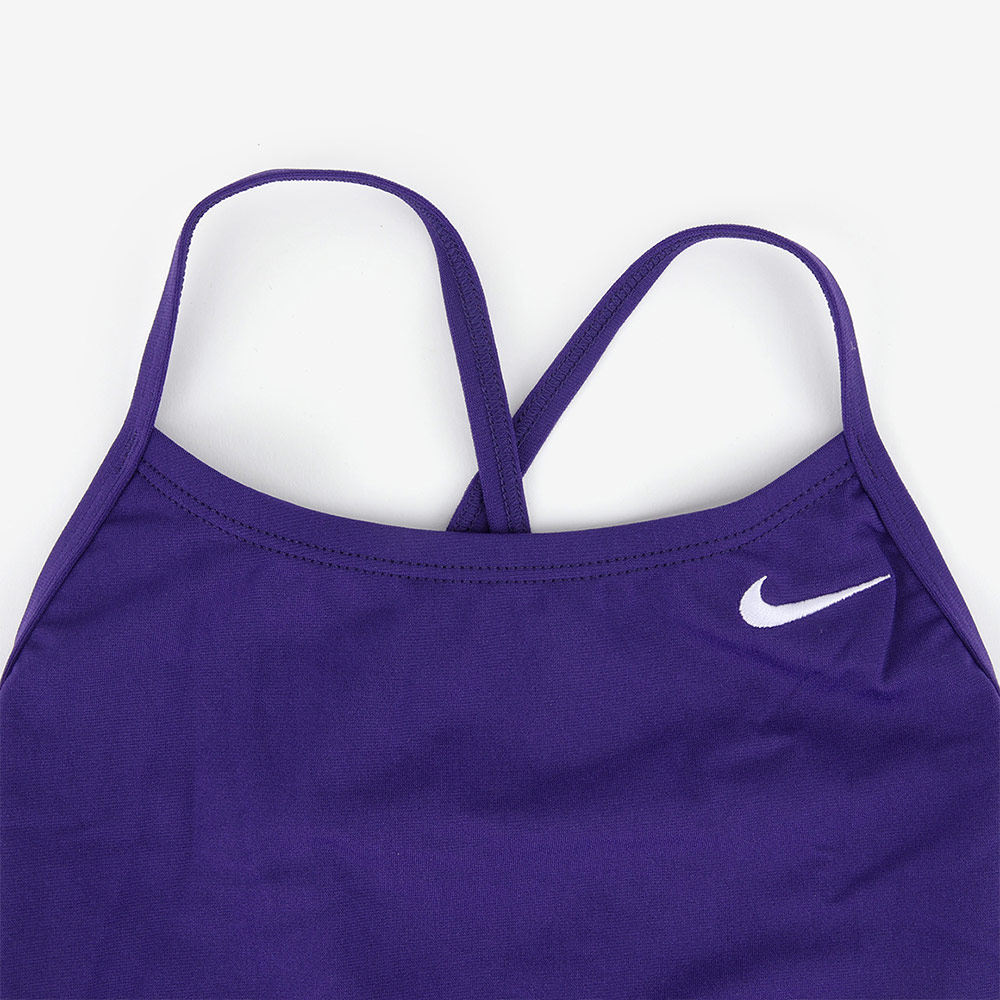 NIKE SWIM Answer Solid Lace Up Tie Back Swimsuit middle cut Training coat Purple [NESSG000-536 embroidery logo Women's ] 디테일