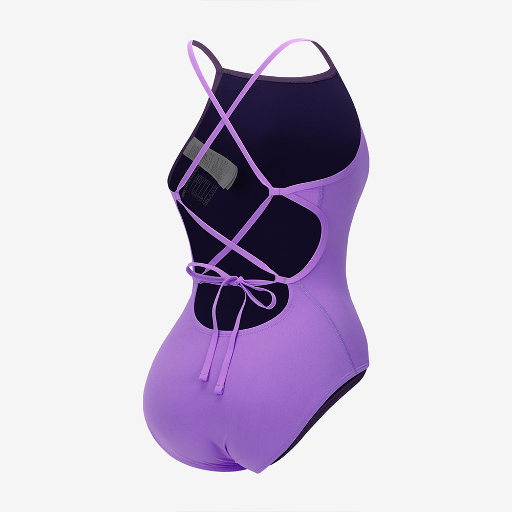 NIKE SWIM Answer Solid Lace Up Tie Back Swimsuit middle cut Training Bright Violet [NESSG000-569 embroidery logo Women's ] 디테일