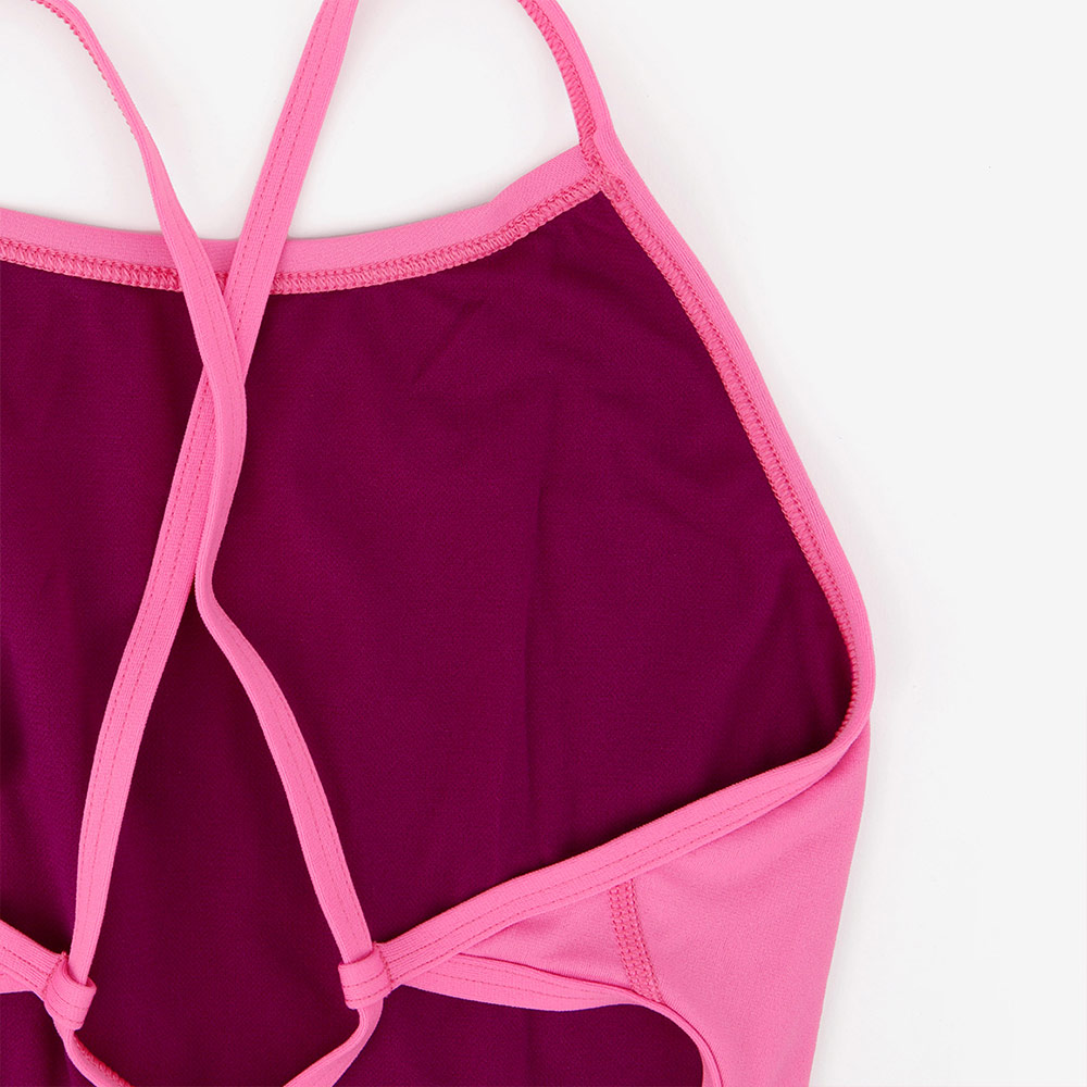 NIKE SWIM Answer Solid Lace Up Tie Back Swimsuit middle cut Training pink Glow [NESSG000-663 embroidery logo Women's ] 디테일