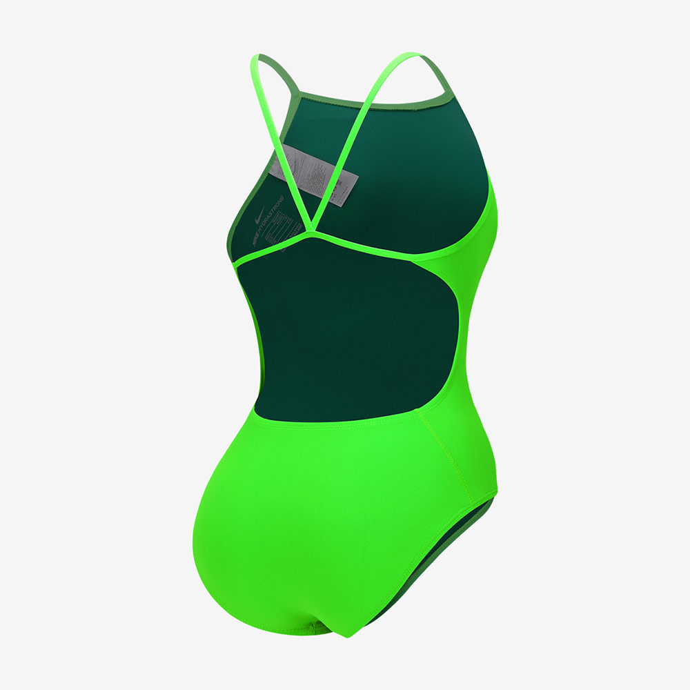 NIKE SWIM Answer Solid Cut Out middle cut Training Voltage green [NESSG001-311 embroidery logo Women's ] 디테일