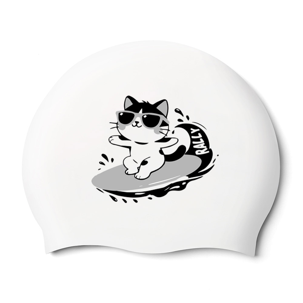 Surf Cat Silicone Swim Cap black
