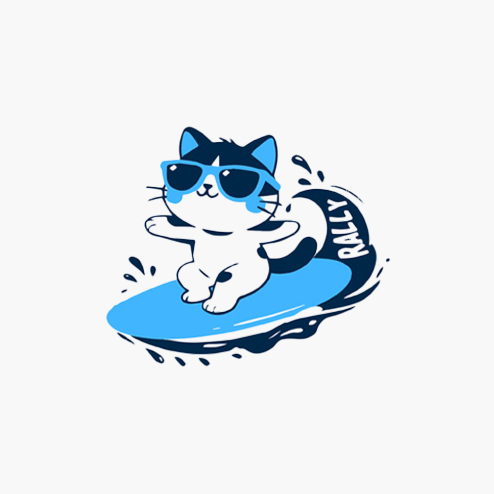 Surf Cat Silicone Swim Cap Blue