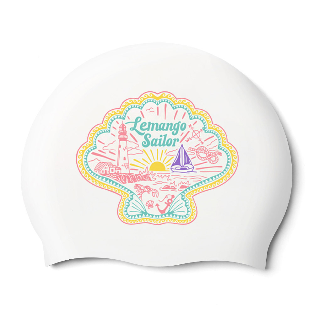 LEMANGO Riviera Marina Mint Silicone Swim Cap white [LGNSC60006325]