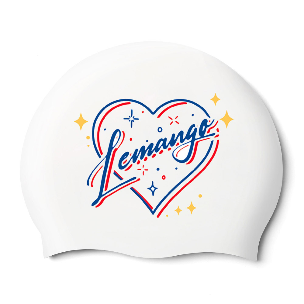 LEMANGO Love letter Silicone Swim Cap white [LGNSC60006316] 상품컷