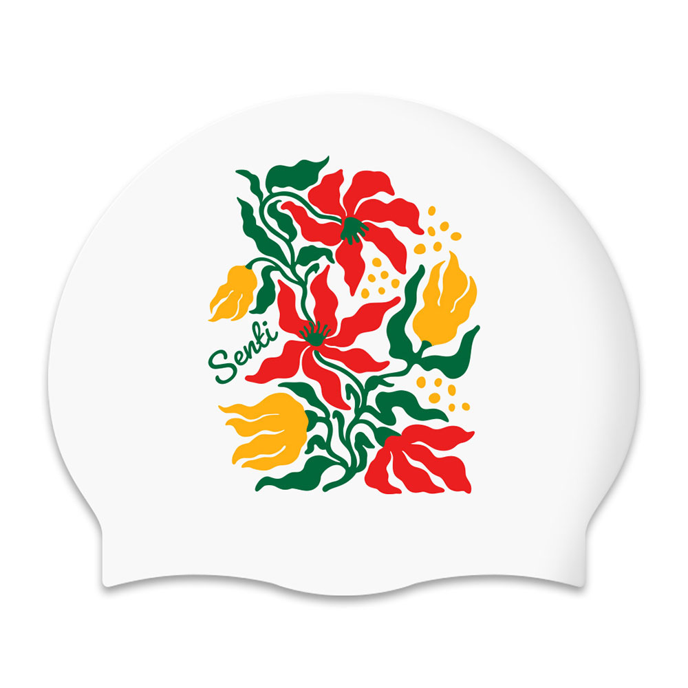 SENTI Burning Petal Silicone Swim Cap white [SC-2643]