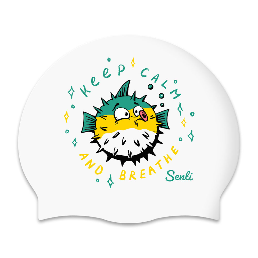 SENTI Angry Puffer Silicone Swim Cap white [SC-2644] 상품컷