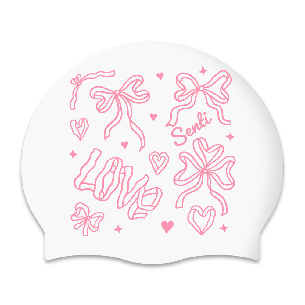 SENTI Heart and Bow Silicone Swim Cap white [SC-2647] 상품컷