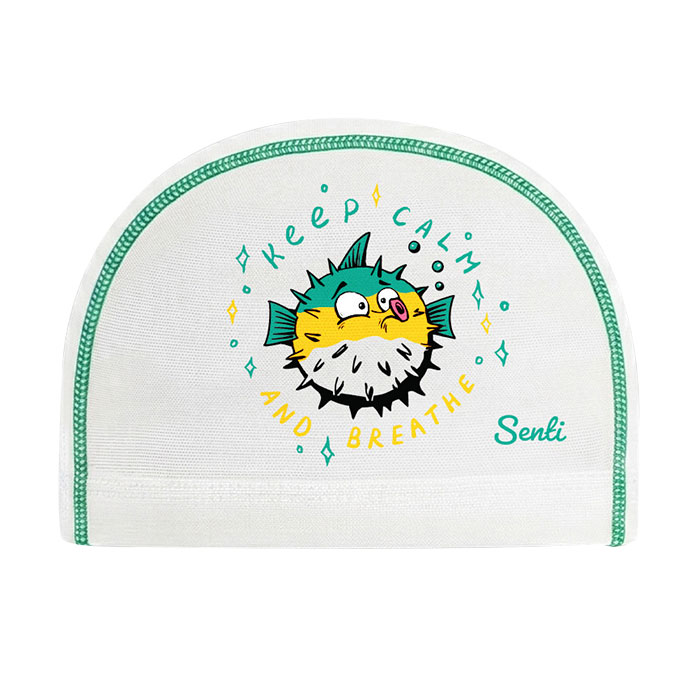 SENTI Angry Puffer Mesh Swim Cap white [SC-M614] 디테일