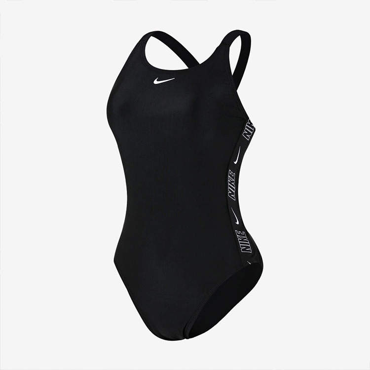 NIKE SWIM Women's Fit Newbie Logo Tape Fast Back Swimsuit Black [NESSD190-001] 디테일