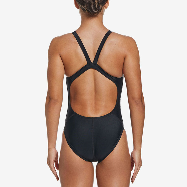 NIKE SWIM Women's Fit Newbie Logo Tape Fast Back Swimsuit Black [NESSD190-001] 디테일