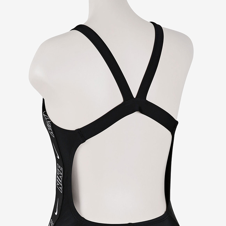 NIKE SWIM Women's Fit Newbie Logo Tape Fast Back Swimsuit Black [NESSD190-001] 디테일