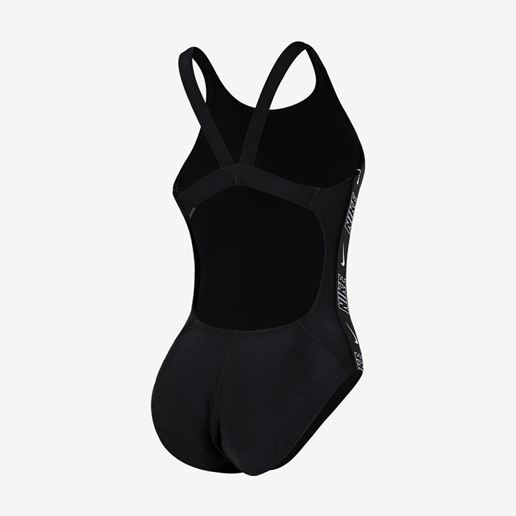 NIKE SWIM Women's Fit Newbie Logo Tape Fast Back Swimsuit Black [NESSD190-001] 디테일
