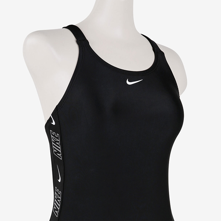 NIKE SWIM Women's Fit Newbie Logo Tape Fast Back Swimsuit Black [NESSD190-001] 디테일