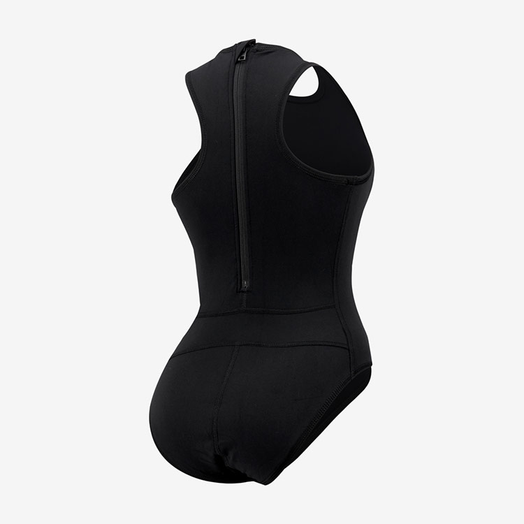 NIKE SWIM Women's Water Polo Solid Zip-up High Neck Swimsuit Black [NESSE001-001 Bathing Suit] 디테일