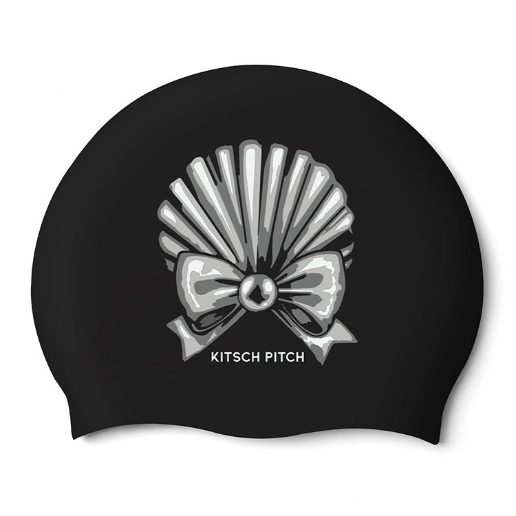 KITSCH PITCH Pearl Ribbon Shell Silicone Swim Cap Black [KF2USC003] 상품컷