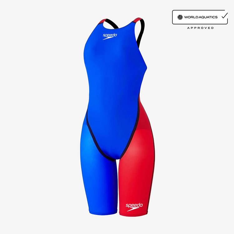 SPEEDO Women's Fastskin Pro Ⅲ Tech Suit Kneeskin Swimsuit Open Blue Red [SCW12101F (BR) FINA Approved]
