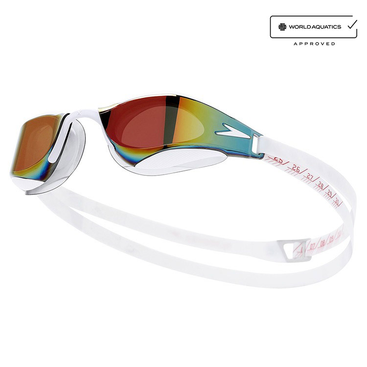SPEEDO Hyper Elite Mirrored Goggles White Asian Fit [8-12819F979 World Aquatics Approved] 상품컷