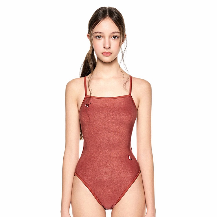 HOOG Women's Fun Shine High V-Back Swimsuit Terracotta [WHM2461 ]
