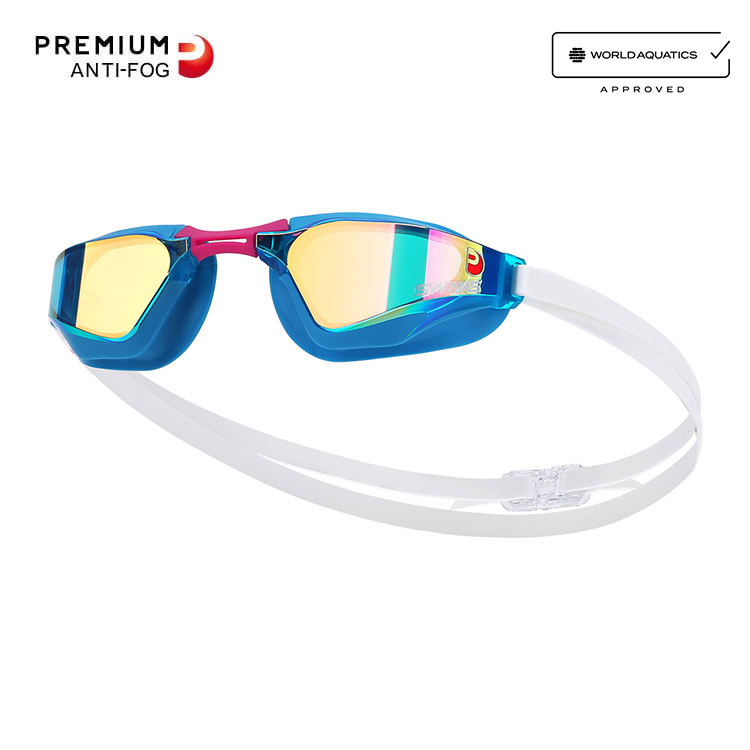 SWANS Valkyrie Premium Antifog Mirrored Goggles Sky Ruby [MSR-012M AB (SBRU) World Aquatics Approved]