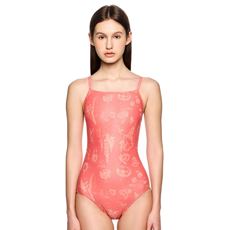HOOG Women's Rococo Low Double Strap X-Back Swimsuit Vermillion [WRA2213] 상품컷