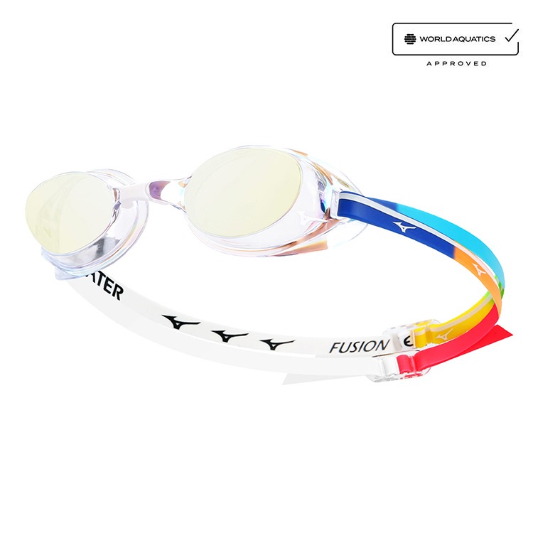 MIZUNO Accel Eye Fusion Water Mirrored Non-Cushioned Goggles Clear White [N3XEC08101 World Aquatics Approved] 상품컷