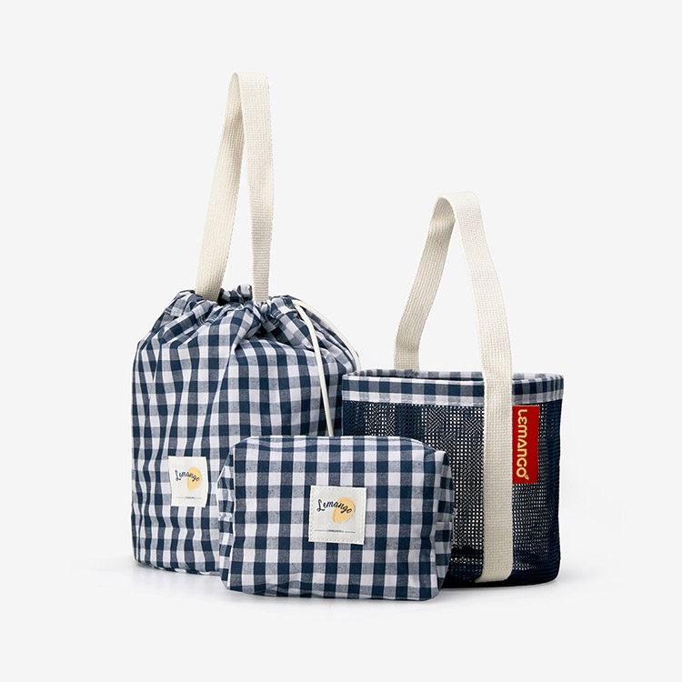 LEMANGO Bucket Mesh Pouch Three-In-One スイミングバッグ ネービー [LGNBG71002048] 상품컷
