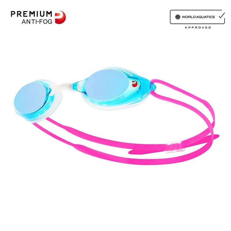 SWANS SRX Premium Antifog Mirrored Goggles Sky Ruby [SRX-M PAF (SBRUI) World Aquatics Approved]
