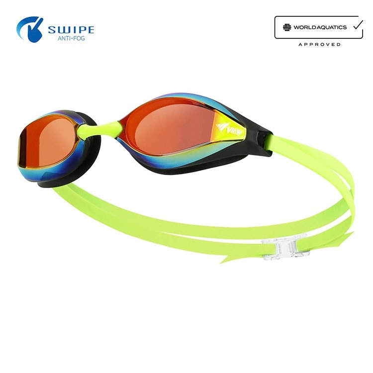 VIEW El Flexible Fit Swipe Antifog Mirrored Goggles Brown Shadow [V240ASAM (BRSHD) World Aquatics Approved]