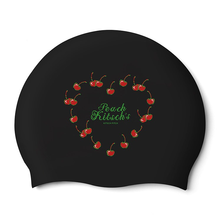 KITSCH PITCH Cherry Cake シリコン スイムキャップ ブラック [KPE1CS011 (BLK) 水泳帽] 상품컷