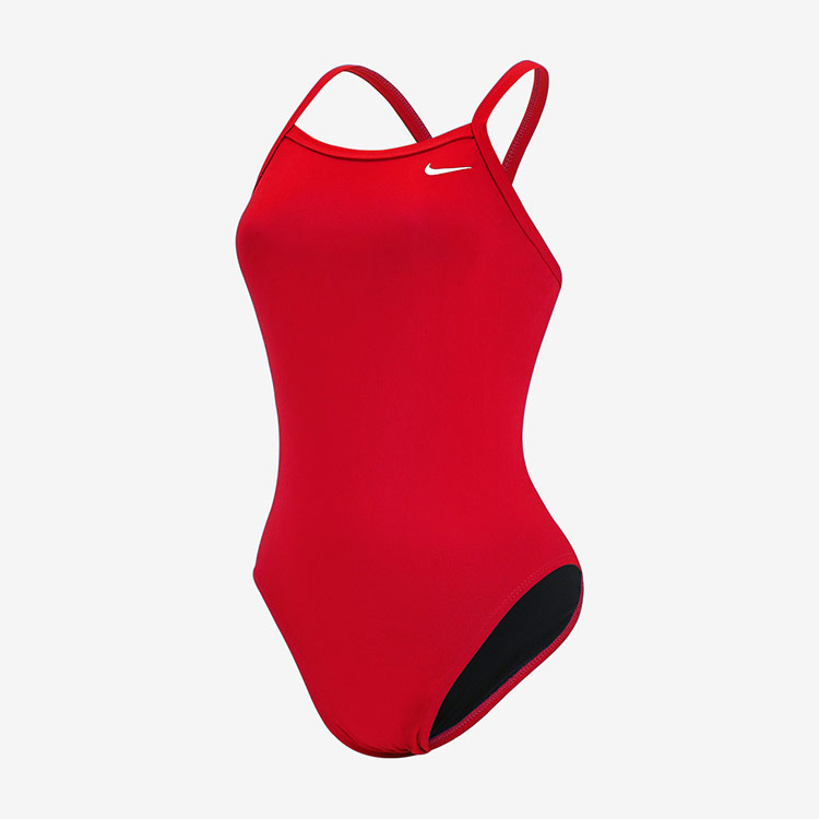 NIKE SWIM Women's Answer Solid Racer Back Swimsuit University Red [NESSA017-614A]