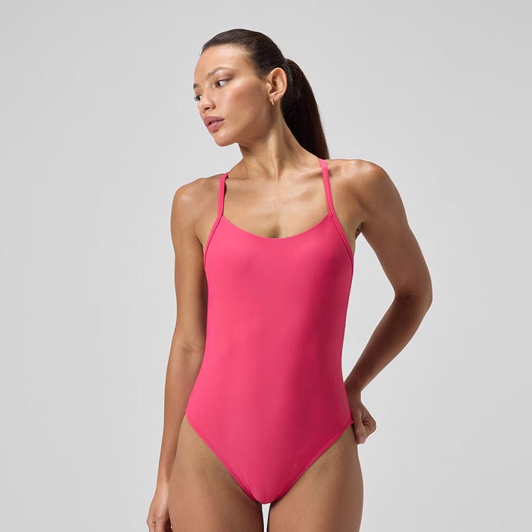 SPEEDO レディース Eco Solid Racerバック水着 ダークピンク [8-00390518431]