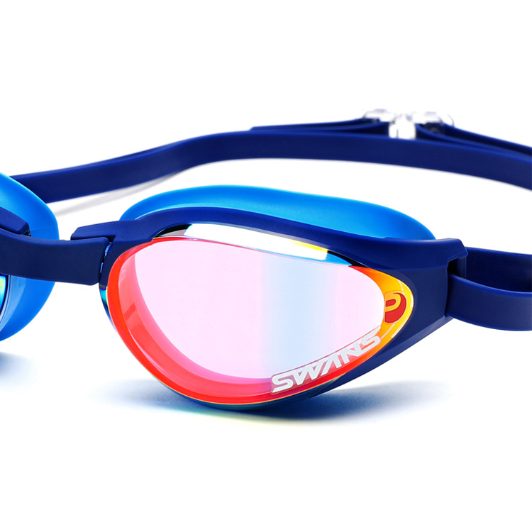 SWANS Ascender Premium Antifog Polarized Mirrored Goggles Navy Shadow [SR-81M PAF (NASHD) World Aquatics Approved] 디테일