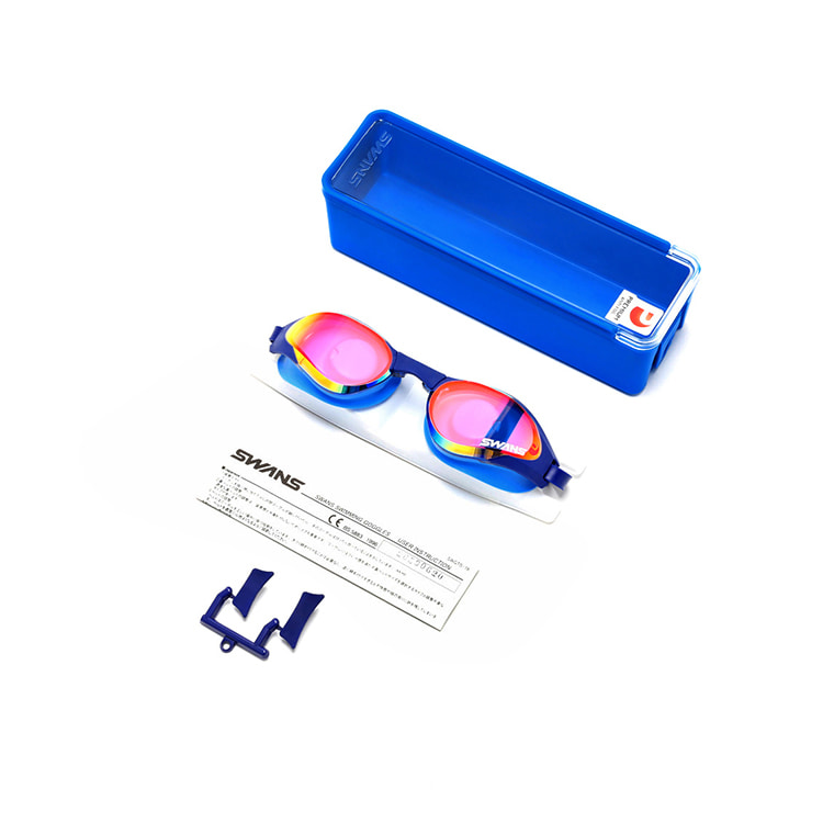 SWANS Ascender Premium Antifog Polarized Mirrored Goggles Navy Shadow [SR-81M PAF (NASHD) World Aquatics Approved] 디테일