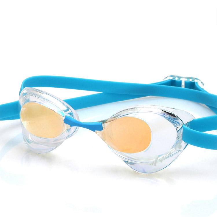 VIEW Blade Swipe Antifog Mirrored Non-Cushioned Goggles Sky Blue[V121SAM (COR) World Aquatics Approved] 디테일