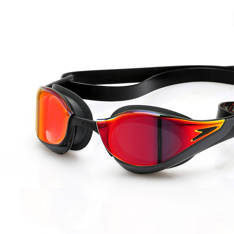 SPEEDO Pure Focus Mirrored Goggles Noble Black Red Asian Fit [8-11779A260 World Aquatics Approved] 디테일