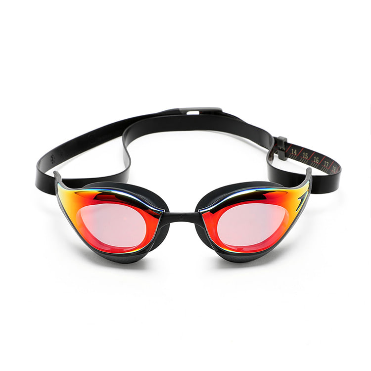 SPEEDO Pure Focus Mirrored Goggles Noble Black Red Asian Fit [8-11779A260 World Aquatics Approved] 디테일