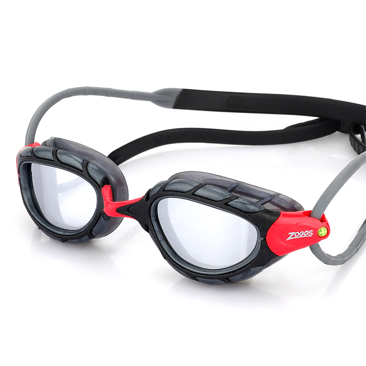 ZOGGS Predator Titanium Mirrored Goggles Red Gray [461065 (RDGYMSM) World Aquatics Approved + Antifog Giveaway] 디테일