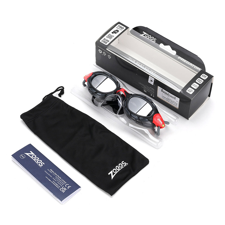 ZOGGS Predator Titanium Mirrored Goggles Red Gray [461065 (RDGYMSM) World Aquatics Approved + Antifog Giveaway] 디테일