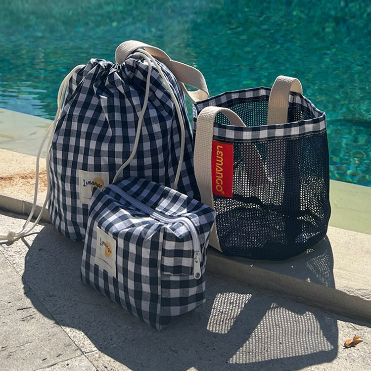 LEMANGO Bucket Mesh Pouch Three-In-One スイミングバッグ ネービー [LGNBG71002048] 디테일